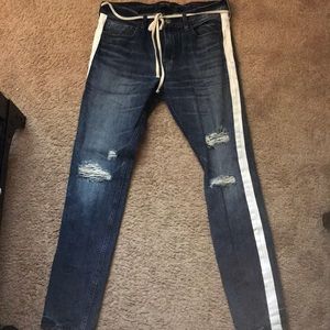 PacSun pants with rips and stripes on the side